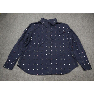 Jones New York Signature Button Up‎ Shirt Top Women's Plus Size 1 Blue Polka Dot